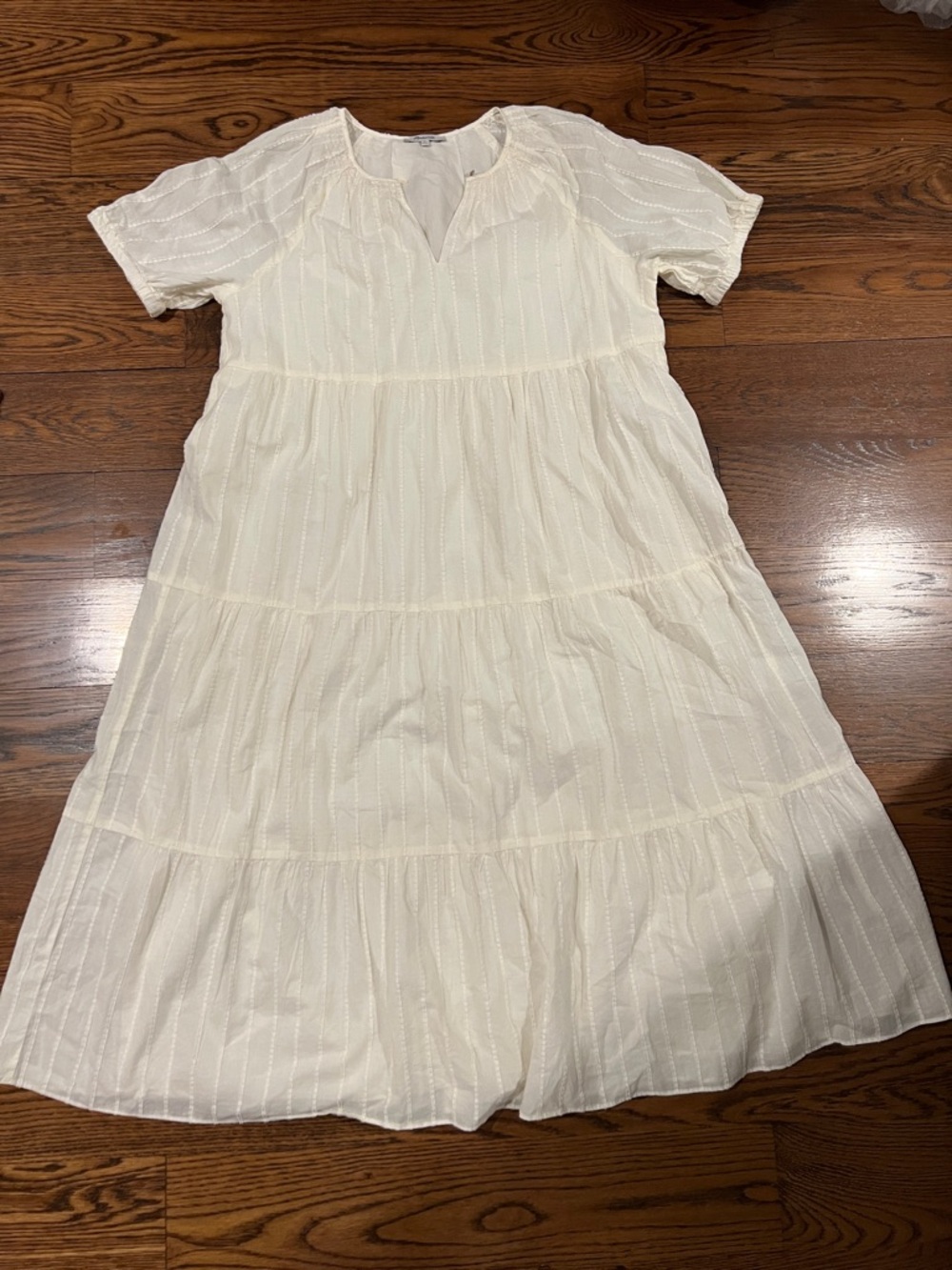 White Tiered Short Sleeve Maxi Dress